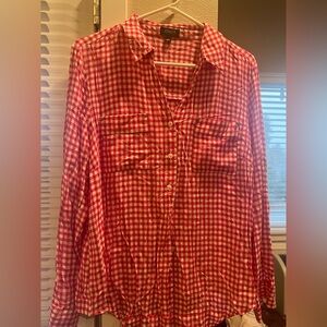 Jones New York Red Checkered Blouse